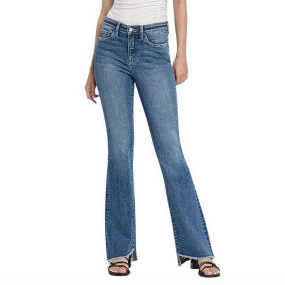 Vervet by Flying Monkey High Rise Slant Hem Flare Jeans Blue Size 25 - Picture 1 of 9